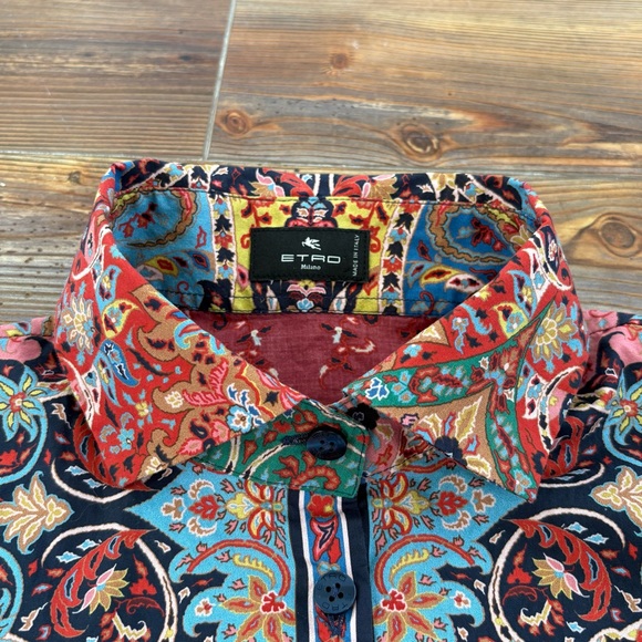 Etro Paisley Sciancrata Print Cotton Poplin Button-Up Shirt - Picture 4 of 6